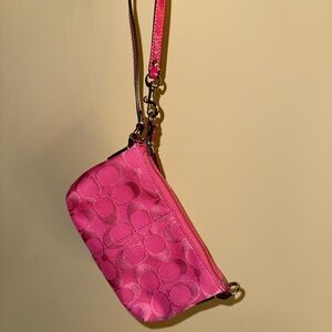 Coach Pink Embroidered Wristlet